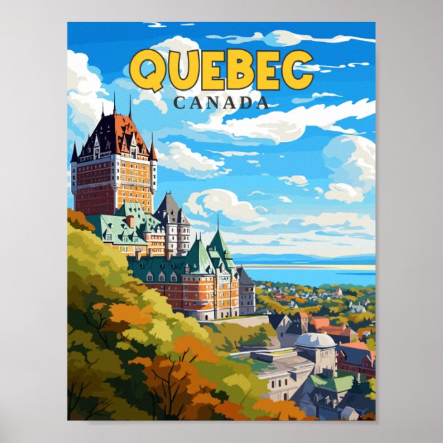 Poster Ilustração de viagens vintage do Quebec Canada (Frente)