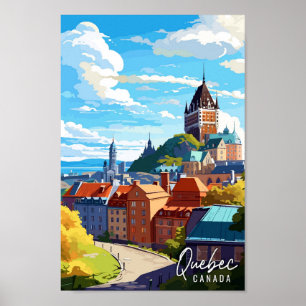 Poster Ilustração de viagens vintage do Quebec Canada