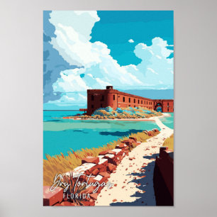 Poster Ilustração de viagens vintage Dry Tortugas Florida