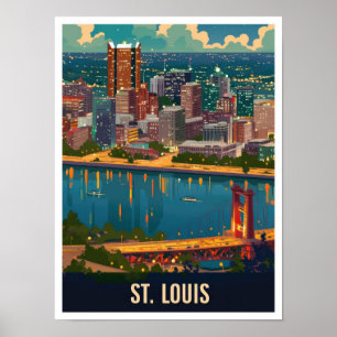 Poster Ilustração de Viagens vintage Louis Missouri nos E