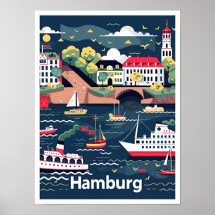Poster Ilustração de Viagens vintage na Alemanha de Hambu