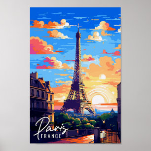 Poster Ilustração de viagens vintage Paris França