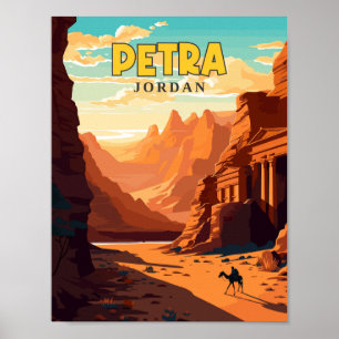 Poster Ilustração de viagens vintage Petra Jordan