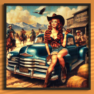 Poster Ilustração de Vintage Country Girl
