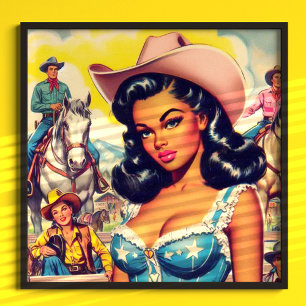 Poster Ilustração de Vintage Country Girl