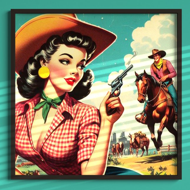 Poster Ilustração de Vintage Pulp Cowgirl (Criador carregado)