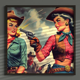 Poster Ilustração de Vintage Pulp CowGirl
