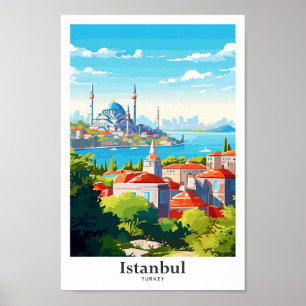 Poster Ilustração de Vintage Viagem Turca de Istambul