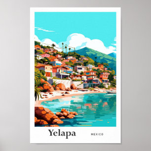 Poster Ilustração de Vintagem de Viagem no México Yelapa 
