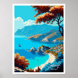 Poster Ilustração de Vintagem de Viagem para Ludeniz Turk