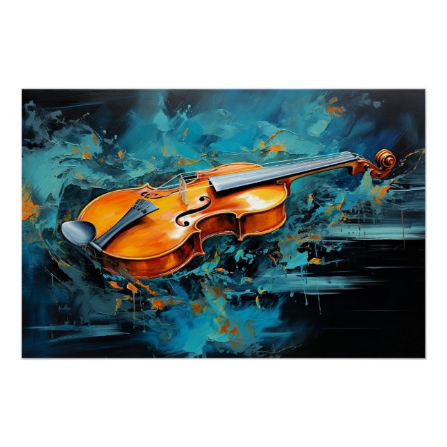 Pôster Ilustração de Violino de abstrato (Frente)
