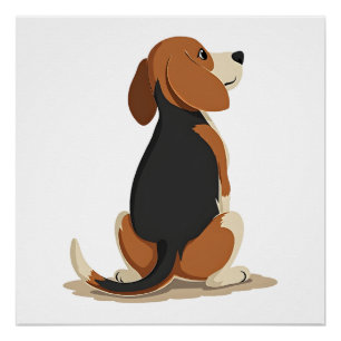 Pôster Ilustração de Vista Posterior de Cachorro Beagle V