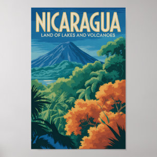 Poster Ilustração de Vulcão da Nicarágua Arte de Viagem V