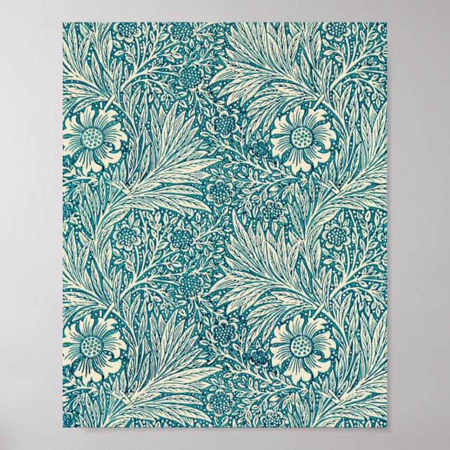 Poster Ilustração de William Morris em um marigold azul (Frente)