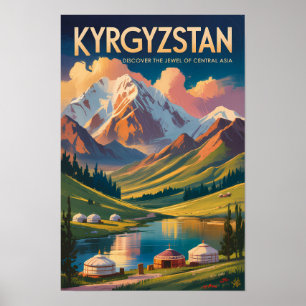 Poster Ilustração de Yurt do Quirguistão Arte de Viagem V