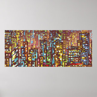 Poster ilustração desenhada à mão da Cityscape,arte,rua,c