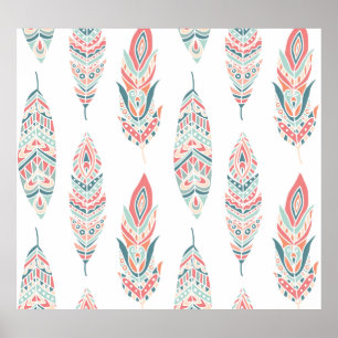 Poster Ilustração Desenhada pelas Penas Étnicas