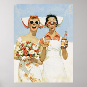 Poster Ilustração Divertida de Celebração de Damas de Hon