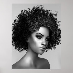 Pôster Ilustração do cabelo 3D do Afro