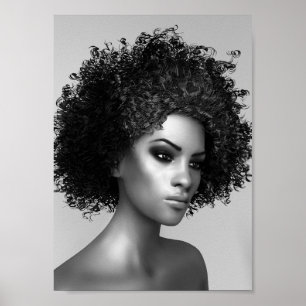 Pôster Ilustração do cabelo 3D do Afro
