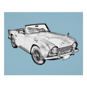 Pôster Ilustração do carro esportivo Triumph Tr4