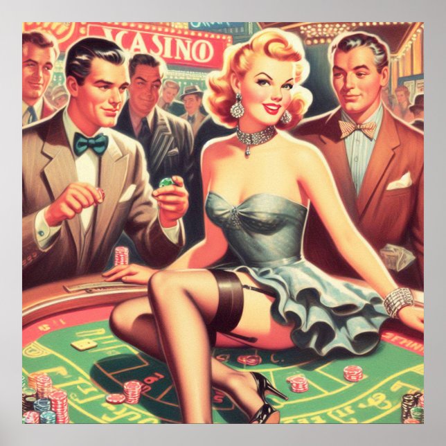 Poster Ilustração do casino Vintage (Frente)