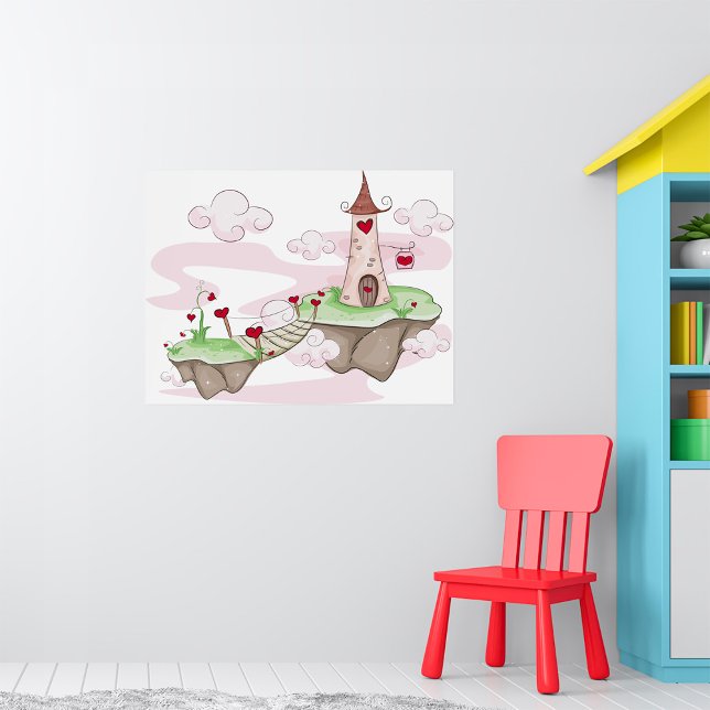 Poster Ilustração do Castelo de Amor Flutuante Fantasia R (Criador carregado)
