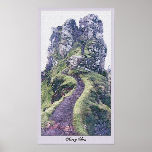 Pôster Ilustração do Castelo de Faery Glen com texto (Frente)