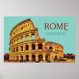 Poster Ilustração do colosso de Roma Itália Cartão postal