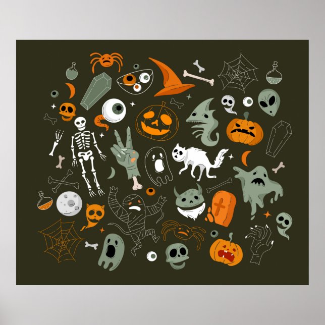 Poster Ilustração do conceito de Halloween com Sinal e Sí (Frente)