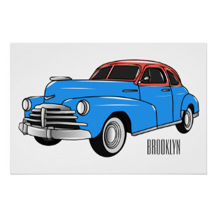 Pôster Ilustração do desenho animado Classic car 1948