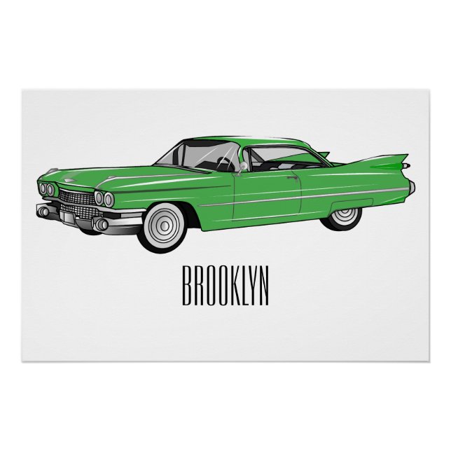 Pôster Ilustração do desenho animado Classic car 1959 (Frente)