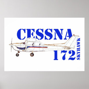 Poster Ilustração do Design do avião Skyhawk Cessna 172