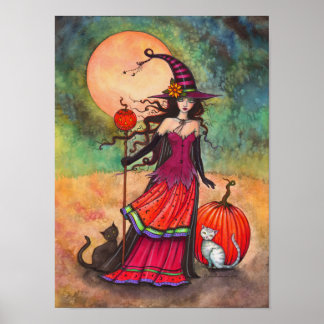 Poster Ilustração do Dia das Bruxas de Maçã de Outubro