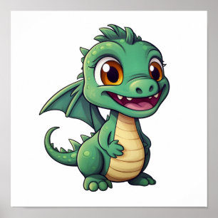 Poster Ilustração do dragão de desenho animado
