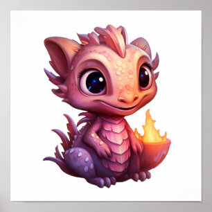 Poster Ilustração do dragão de desenho animado