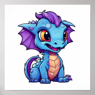 Poster Ilustração do dragão de desenho animado