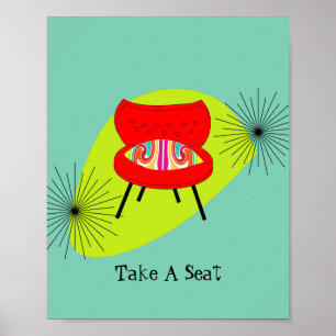 Pôster Ilustração do Estilo de Retro do Meio século Mo