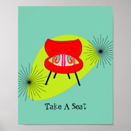 Pôster Ilustração do Estilo de Retro do Meio século Moder