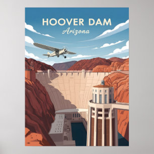 Poster Ilustração do estilo de safra da barragem