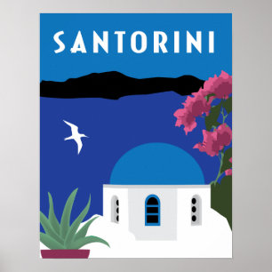 Poster ilustração do estilo de viagens vintage da Gréc