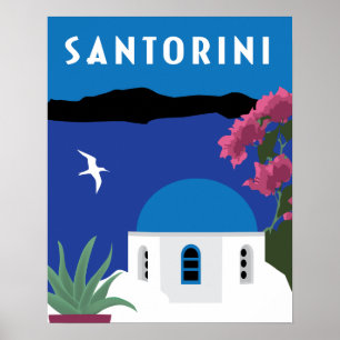 Poster ilustração do estilo de viagens vintage da Gréc