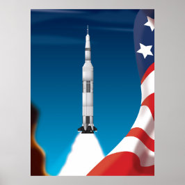 Poster Ilustração do Foguete Espacial Saturno Cinco