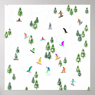 Poster Ilustração do Freeride Snowboarder Snowboard