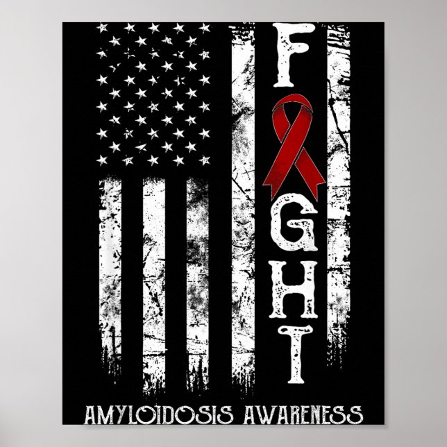 Poster Ilustração do guerreiro da amiloidose com a bandei (Frente)