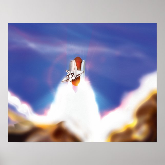 Poster Ilustração do Lançamento do Ônibus Espacial (Frente)