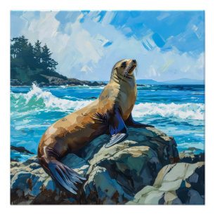 Pôster Ilustração do Leão do Mar