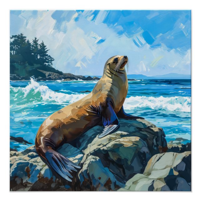 Pôster Ilustração do Leão do Mar (Frente)