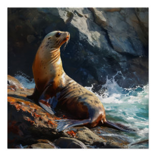 Pôster Ilustração do Leão do Mar