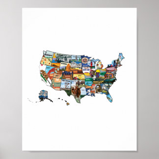Poster Ilustração do Mapa do Estado dos EUA